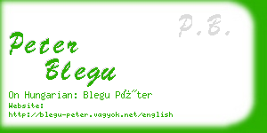 peter blegu business card